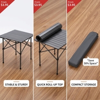 Table de camping pliable en alliage zinc-fer, capacité 80 kg, table de pique-nique robuste enroulable, compacte, portable, pour extérieur et jardin, logo personnalisé