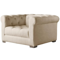 Mobilier d'intérieur classique Rembourrage de cadre en bois dur Salon de luxe Chaise de canapé moderne avec siège tufté