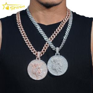 Joyería fina círculo redondo 2,5 "sólido bebé ángulo 925 plata esterlina hombres VVS diamante moissanite Hip Hop colgantes personalizados - Product Image 2