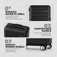 Valise à roulettes de luxe personnalisable en PC noir mat gaufré pour distributeurs de marques de prestige, commande en gros