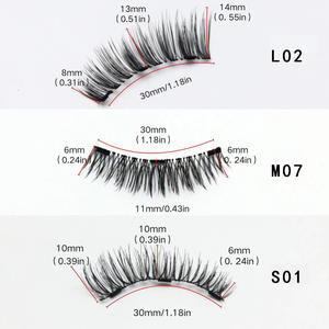 Vente en gros Vegan Extension de cils 3D Comic Style 20mm cheveux synthétiques Faux cils sans colle applicateur magnétique demi 12mm 16mm - Product Image 5