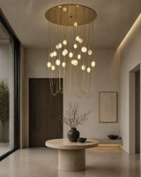 CANO Linhting Lustre moderne en laiton doré avec globes en albâtre en forme d'œuf pour intérieurs de luxe