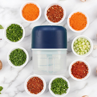 Picadora de Ajo Eléctrica Mini de 250 ml, 3 Cuchillas, Picadora de Verduras y Cebollas Portátil, Procesador de Alimentos para Bebés