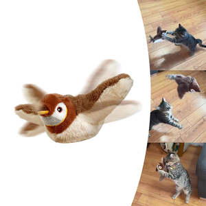 Nieuwe Afneembare Vliegende Interactieve Automatische Klappende Vleugels Gesimuleerde Tjilpende Vogel Mus Huisdier Achtervolging Kitten Kattenspeelgoed - Product Image 2