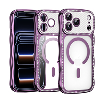 Coque de téléphone scintillante effet diamant à ondulations magnétiques instantanées, compatible avec iPhone 17Air 16 15 14 13ProMax Sparkling Plus