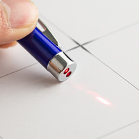 Stylo pointeur rouge 5 en 1 rétractable télescopique avec antenne, pointeur pédagogique, stylo magnétique, lampe torche LED, stylo à bille avec étui en métal