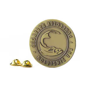 Supplier Make Antique Gold Badge Company Logo Business Gift Hat Pins Round Metal Pins Wholesale Custom 3D Pins