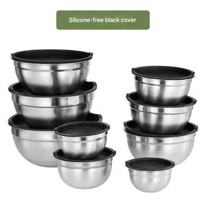 Bols à mélanger et à salade en acier inoxydable colorés, fond en silicone antidérapant, bols pour la pâtisserie, le fouettage et la préparation des aliments - Product Image 6