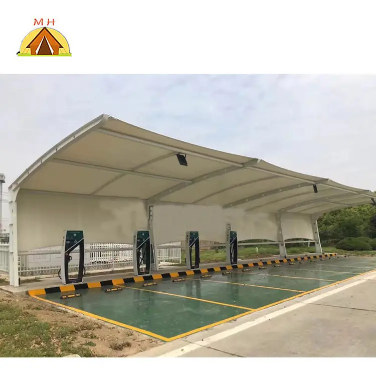 Custom PVC, PVDF Architectural Tensile Steel Membrane Structure Awning canopy tent
