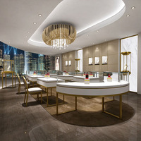 Vitrine de luxe incurvée en verre pour bijoux, présentoir de montres sur mesure, comptoir d'exposition de bijoux à LED pour boutique de détail