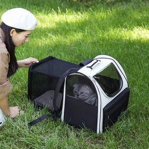 Expandable Pet <b>Backpack</b> Carrier for Cats and Small Dogs, Large Space Breathable Mesh Travel Bag, <b>Foldable</b> Outdoor Pet Carrier - Product Image 2