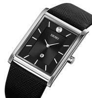 Skmei # 9256 Nouvelle Arrivée Montre Sport Homme Cadran Carré Bracelet en Cuir Véritable Montre à Quartz pour Homme