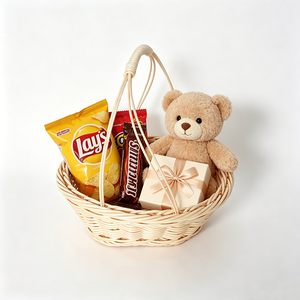 Portable Oval Beige PP <strong>Mini</strong> Round <strong>Basket</strong> with Handle Woven <strong>Basket</strong> for Wedding Gift Packing Flower Doll Display &amp; Snack <strong>Hamper</strong> - Product Image 6