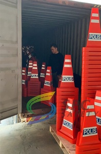 Thời trang New loại màu vàng PE linh hoạt phản quang đô thị đường giao thông cảnh báo nón Malaysia tam giác polis kim tự tháp an toàn nón - Product Image 6