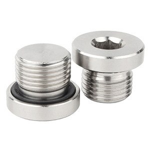 Tapón de tubería hexagonal interno de acero inoxidable con junta de goma BSP G3/8'' G1/2'' y tornillo amortiguador de goma - Product Image 5