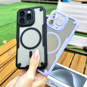 Sang Trọng Matte <span class=keywords><strong>Armor</strong></span> 2-Trong-1 Không Dây Sạc Từ Điện Thoại Di Động Trường Hợp Đối Với <span class=keywords><strong>iPhone</strong></span> 14 15 16 Cộng Với 11 12 13 Pro Max SE <span class=keywords><strong>4</strong></span> - Product Image 2