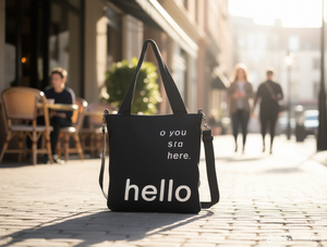 Borsa a Tracolla in Tela con Motivo Hello per Uso Quotidiano in Tutte le Stagioni - Product Image 2
