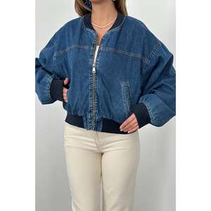 Chaquetas Bomber de Mezclilla Azul para Mujer, Abrigos y Chaquetas al por Mayor, Categoría de Productos - Product Image 3