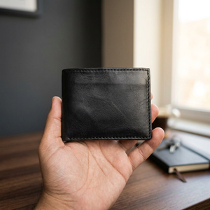Handmade Men's Crazy Horse Short <b>RFID</b> Genuine Cowhide Leather <b>Wallet</b> with Vintage Style Genuine Leather Lining Gift Money Purse - Product Image 3