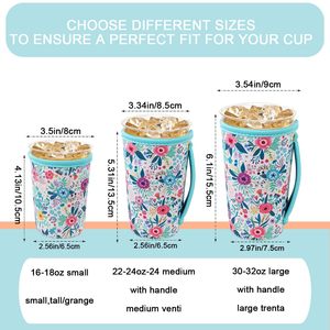 Fundas de Neopreno para Bebidas de Café por Sublimación y Serigrafía al por Mayor, 3 Tamaños, Funda Reutilizable de Neopreno para Taza de Café Helado con Asa - Product Image 2
