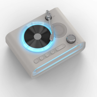 Haut-parleur de bureau 10W style tourne-disque rétro avec lumière d'ambiance RGB, lecture multi-dispositifs TWS, compatible USB TF AUX