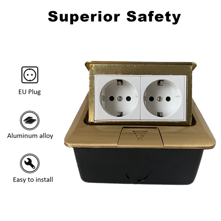 16A Countertops Electric Metal Floor Box Outlet Double Stand Power Floor Pop up Socket