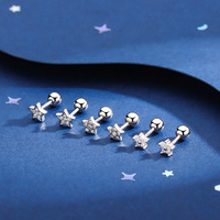 Anting-anting stud bintang pave berlapis emas 14K perak sterling 925, anting-anting stud zircon surgawi perak 925