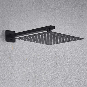 Mélangeur de <span class=keywords><strong>douche</strong></span> à effet pluie mural en laiton noir mat Pommeau de <span class=keywords><strong>douche</strong></span> compté mural au fini chromé Système de robinet inversé poli - Product Image 5