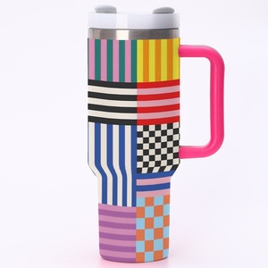 10 màu sắc tùy chỉnh hình học carton cách điện tái sử dụng thép không gỉ ly SọC CầU VồNg cách điện cốc với xử lý - Product Image 4