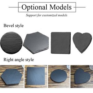 Wholesale Non-Slip Cup <b>Mat</b> Slate Coasters with Engraving Logo Drink Coasters Stone Slate Coasters Custom Logo <b>Round</b> Blank Gift B - Product Image 3
