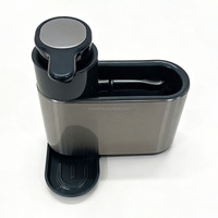 Organisateur d'évier 3-en-1 en acier inoxydable 430 avec distributeur de savon à pression - Support de rangement drainant pour éponge, chiffon et brosse