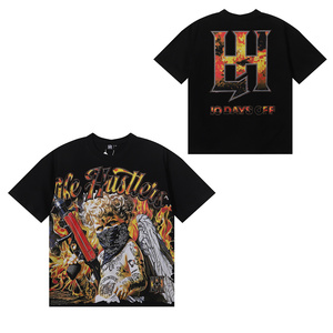 T-shirt Homme Personnalisé en Coton Lourd Style Streetwear avec Impression Numérique et Strass Thermocollés – Collection Hustlers - Product Image 2