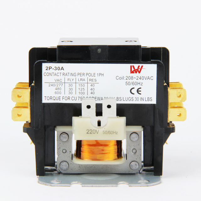 2Pole 30A 220V AC Magnetic Electrical Contactor 50/60Hz Copper Material Definite Purpose Air Conditioner Contactor