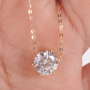 Fashion girl solitaire pendente della <span class=keywords><strong>collana</strong></span> 18k oro giallo moissanite del <span class=keywords><strong>diamante</strong></span> di fidanzamento regalo - Product Image 6