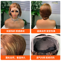 Perruque Lace Front 13x4 Courte Bob, Perruque Complète en Cheveux Humains, Nouée à la Main, Dentelle Transparente, Multicolore, Teintable, pour Femmes, Vente en Gros