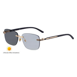 Nouvelles Lunettes de Soleil Photochromiques Sans Monture pour Hommes, Verres PC UV400, Monture Métal Noir et Plastique, Protection Solaire pour la Conduite Transfrontalière - Product Image 2