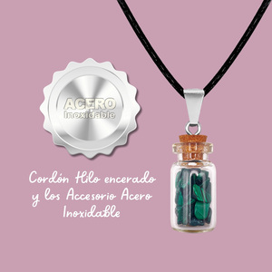 Ciondolo in vaso di desideri con collana a catena in corda di cristallo Malachite-minimalista Unisex buona fortuna - Product Image 4