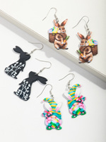 Populaire nouveau mignon fleurs coloré nain oreilles de lapin dessin animé bambou panier carotte oeuf pâques cadeau acrylique goutte boucles d'oreilles bijoux