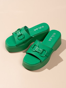 Sandalias de Plataforma con Cuña Negra para Mujer, con Hebilla Metálica y Punta Abierta, para la Playa, Venta al Por Mayor - Product Image 6