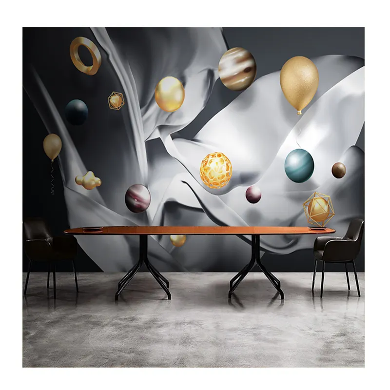 KOMNNIカスタムヨーロピアンスタイルファッション3D惑星壁画ライト高級テレビ背景壁壁画ホテルツーリング壁紙