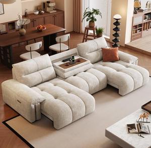Sofá Eléctrico Retráctil para Sala de Estar, Sofá Cama con Tela Resistente a Arañazos, Estilo Crema, Moderno, Simple, Sofá Recto - Product Image 1
