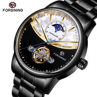Forsining Design de luxe Bracelet en acier inoxydable résistant à l'eau montre-bracelet pour homme cadeau expédition rapide montres mécaniques automatiques Moonphase
