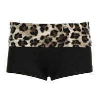 Shorts Y2K tendance respirants et imperméables, motif léopard contrastant, taille élastique basse, en tricot Spandex/Polyester 220g, coupe classique