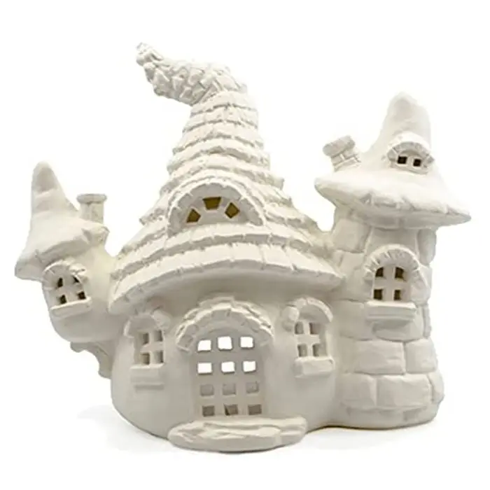 Unglazed, Unpainted Bisque DIY Gnome Royal Residence Lantern - Paint Your Own Gnome-rific Ceramic Keepsake