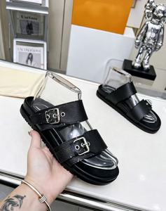 Sandalias de Verano de Cuero de Diseño de Alta Gama, Sandalias Planas para Hombre y Mujer, Sandalias Deslizantes con Ajuste de Hebilla - Product Image 5