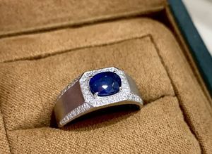 Xinfly Royal Blue Jewelry Set Ice <b>Ring</b> <b>Man</b> 18K White Gold 1ct Natural Sapphire Real Diamond Engagement <b>Ring</b> - Product Image 3