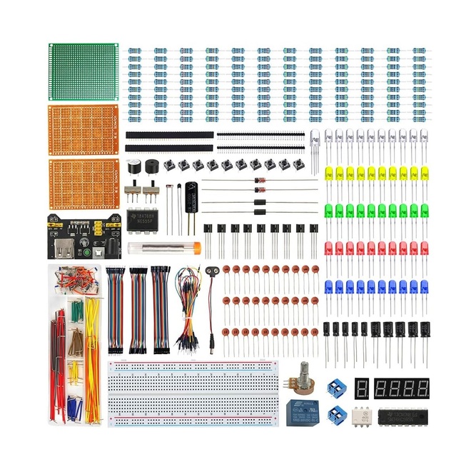 Electronics Component Fun Set Robot Starter Kit PCB Soldering Electron Kit, LED & Resistor Kits for Raspberry Pi ESP32