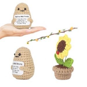 Muñeco de lana de ganchillo divertido y popular, con diseño de patata y girasol, en caja de regalo, adornos en maceta, set de regalo - Product Image 6