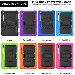 Custodia con tracolla e protezione per lo schermo per Samsung Galaxy <span class=keywords><strong>Tab</strong></span> <span class=keywords><strong>S8</strong></span> <span class=keywords><strong>Ultra</strong></span> X900, custodia in silicone resistente agli urti. - Product Image 6