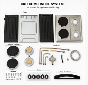 Cuisinière autonome OEM CKD avec 2 brûleurs à gaz, 2 plaques chauffantes électriques, en acier inoxydable, cuisinière à gaz et électrique avec four - Product Image 5